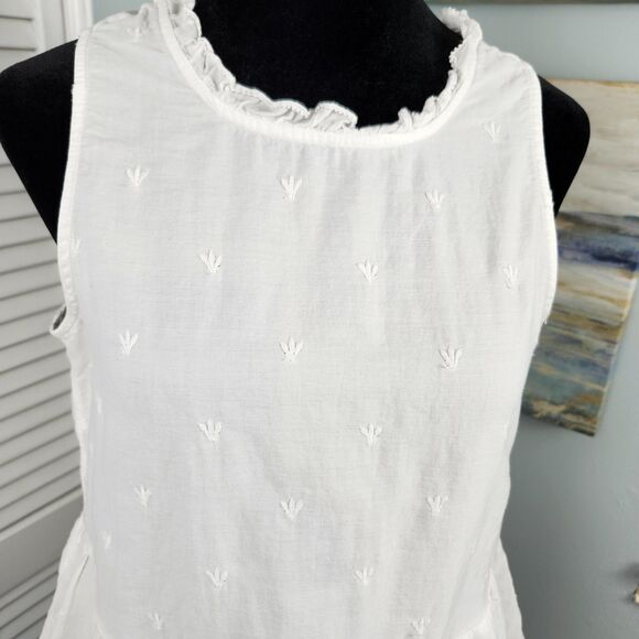LOFT Top – White Cotton Peplum Sleeveless Tie Back Resortwear SP/XSP - Picture 2 of 7
